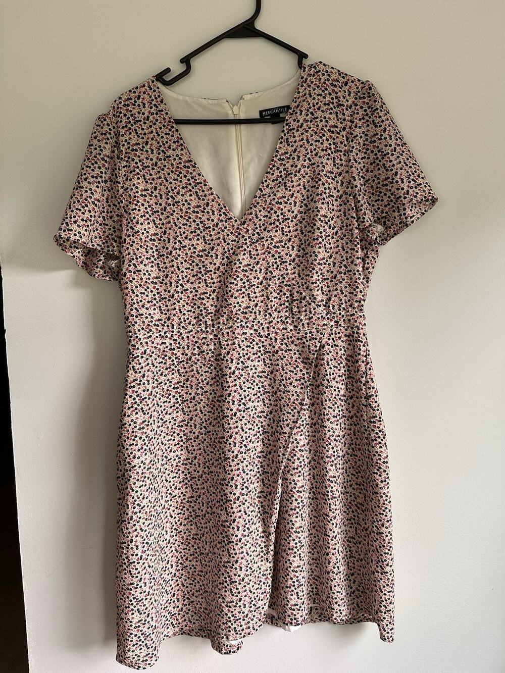 J. Crew Mercantile Women Size 12 Micro Flower Mini Dress Flutter Sleeve Wrap Top